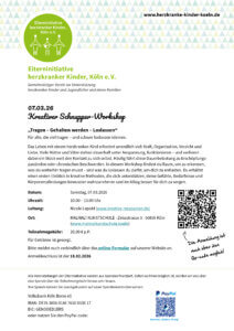 Elterninitiative herzkranker Kinder Köln, e.V. Ferienwochenende Ausschreibung Kreativer Schnupper-Workshop